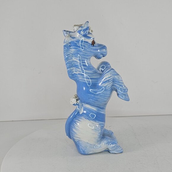 Vintage Spaghetti Horse Pony Zebra Blue Swirl Figurine MCM - Picture 5 of 8